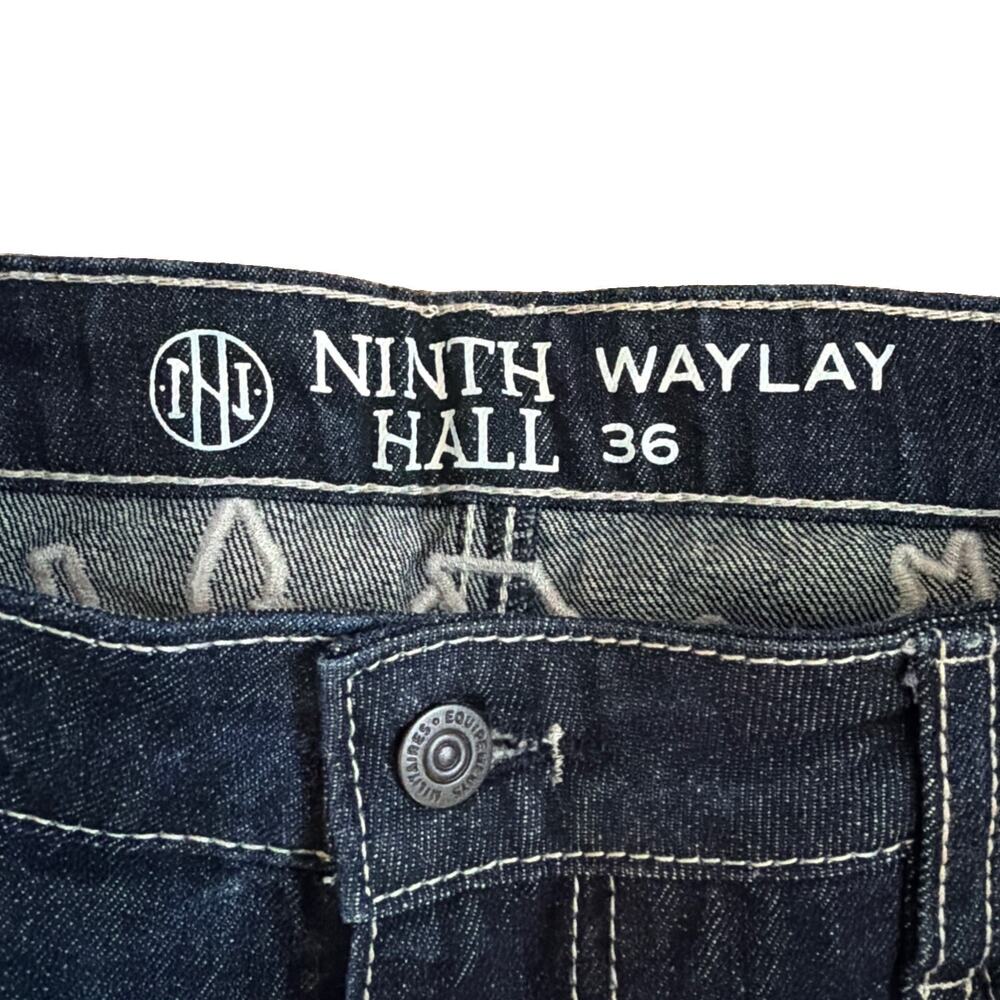 Ninth Hall Waylay Denim Shorts Men 36 Tiger Rose Embroidery Jorts Y2K Streetwear - Picture 3 of 10